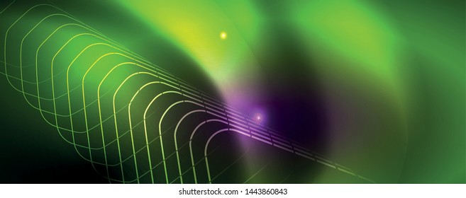 Shiny glowing design background, neon style lines, technology concept