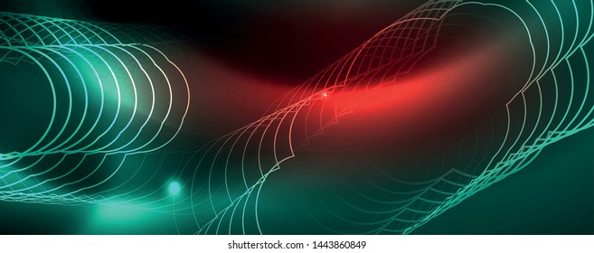 Shiny glowing design background, neon style lines, technology concept