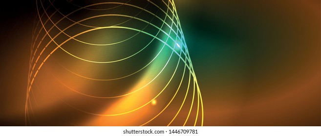 Shiny glowing design background, neon style lines, technology concept