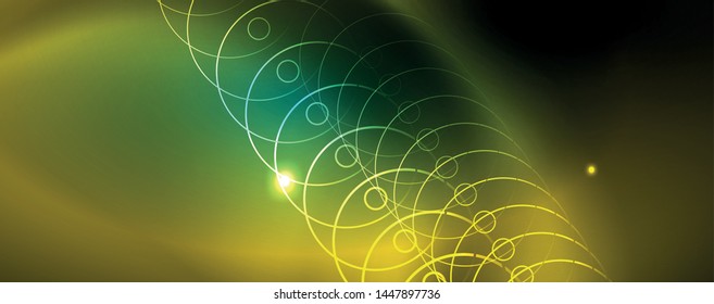 Shiny glowing design background, neon style lines, technology concept