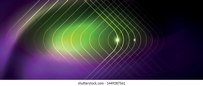 Shiny glowing design background, neon style lines, technology concept
