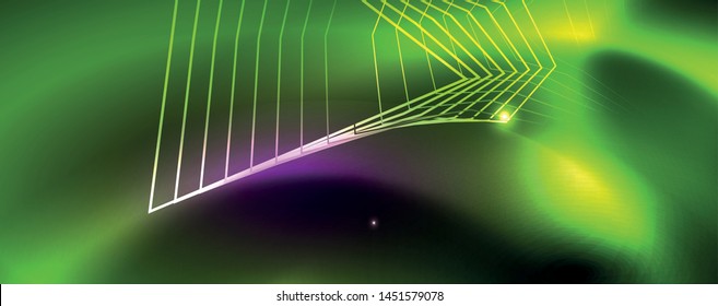Shiny glowing design background, neon style lines, technology concept