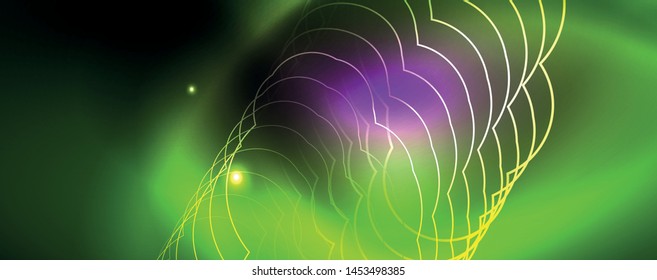 Shiny glowing design background, neon style lines, technology concept