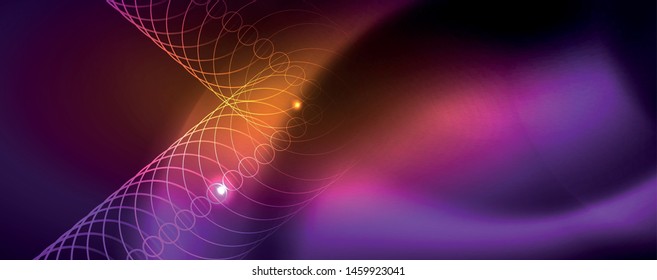 Shiny glowing design background, neon style lines, technology concept
