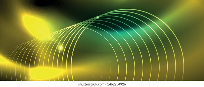 Shiny glowing design background, neon style lines, technology concept
