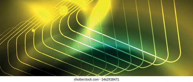 Shiny glowing design background, neon style lines, technology concept