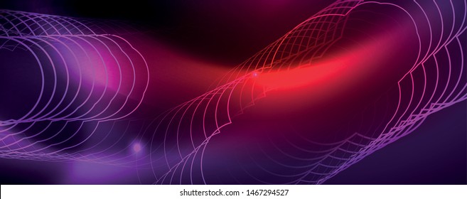 Shiny glowing design background, neon style lines, technology concept