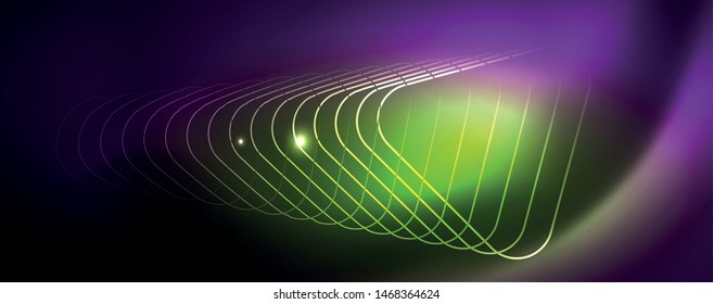 Shiny glowing design background, neon style lines, technology concept