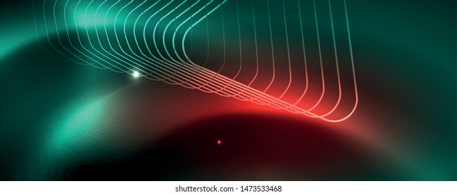Shiny glowing design background, neon style lines, technology concept