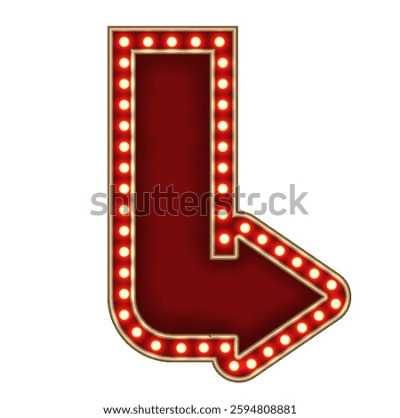Shiny glowing down arrow retro light box vintage  casino frame vector