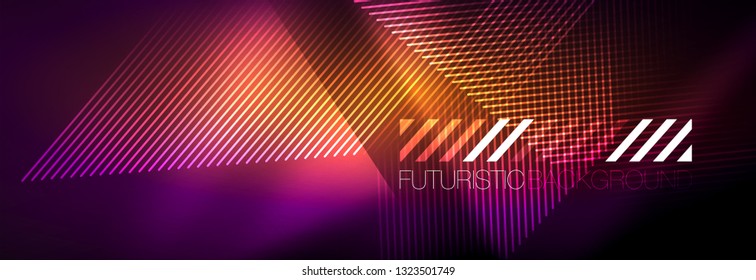 Shiny glowing lights neon color design background, vector