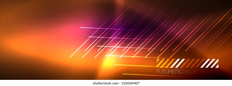Shiny glowing lights neon color design background, vector