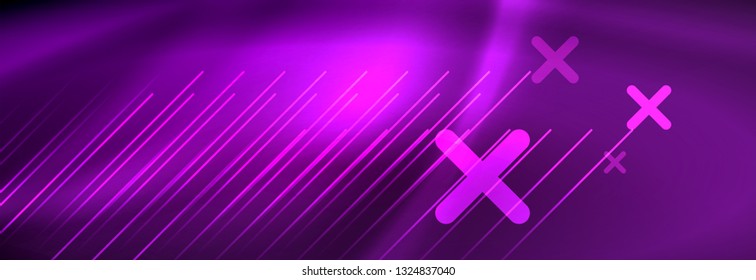 Shiny glowing lights neon color design background, vector