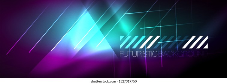 Shiny glowing lights neon color design background, vector