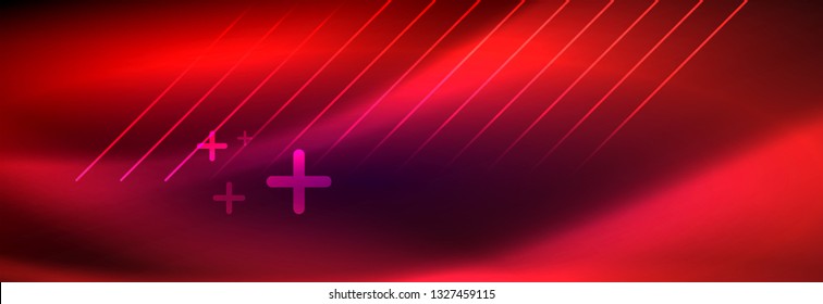 Shiny glowing lights neon color design background, vector