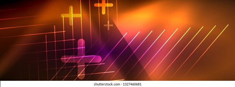 Shiny glowing lights neon color design background, vector