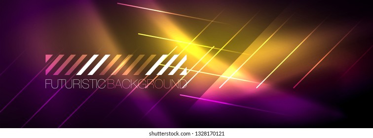 Shiny glowing lights neon color design background, vector