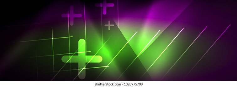 Shiny glowing lights neon color design background, vector