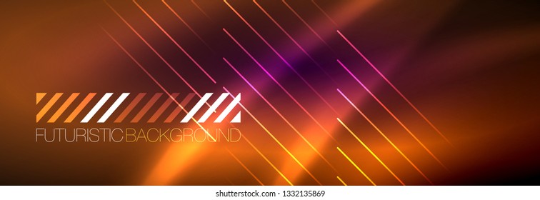 Shiny glowing lights neon color design background, vector