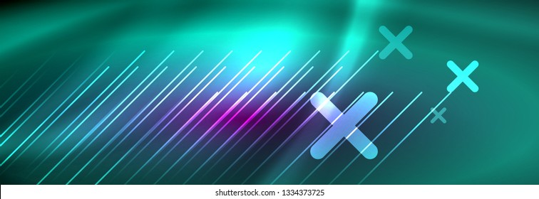 Shiny glowing lights neon color design background, vector