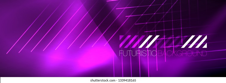 Shiny glowing lights neon color design background, vector
