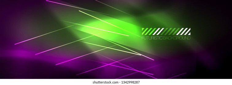 Shiny glowing lights neon color design background, vector