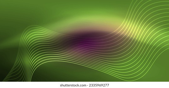 Glühende Neonwelle. Neonlicht- oder Lasershow, elektrische Impulse, Stromleitungen, Techno-Quantenenergieimpuls, magische, dynamische Linien