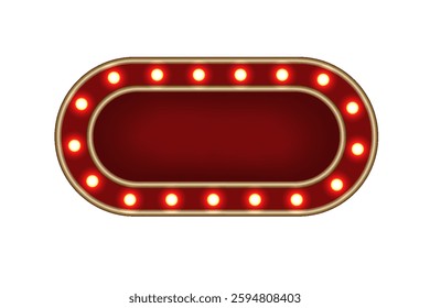 Shiny glowing oval retro light box vintage  casino frame vector