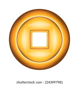Shiny glowing realistic 3d vector golden money coin icon design background for lunar festive and chinese new year festive