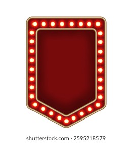 Shiny glowing vertical retro light box vintage casino frame vector