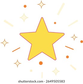 Shiny Glowing Yellow Star – Flat Reward Icon Vector Illustration