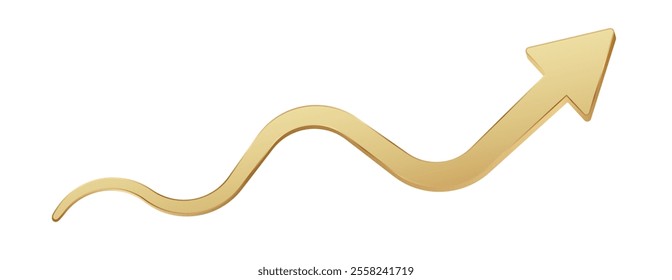 A shiny gold arrow pointing upward, illustrating growth, success, and positive progress.
