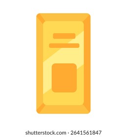 Shiny Gold Bar Icon on White Background Representing Wealth, Investment, and Financial Security in a Minimalist Style
