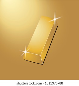 Shiny gold bar with shadow on a gold background. Vector illustration