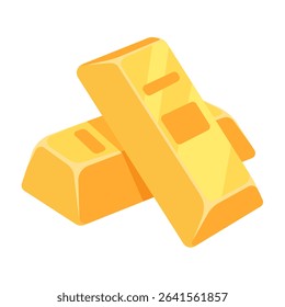 Shiny Gold Bars Illustration on White Background Depicting Wealth and Investment Opportunities in Precious Metals