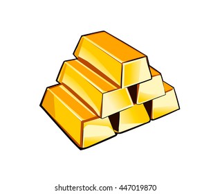 Shiny gold bars isolated on white background