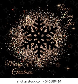 Shiny Gold Christmas Snowflake background for holiday design. Vector illustration.