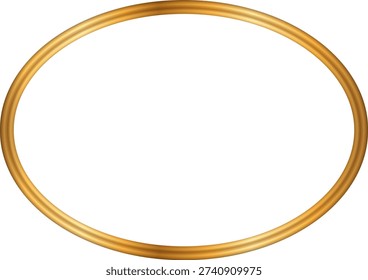 Shiny gold circle frame on white background.