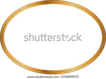 Shiny gold circle frame on white background.