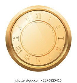 Shiny gold clock.Classic with gold roman dial wall office clock icon set.stopwatch