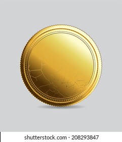 shiny gold coin, one vector  