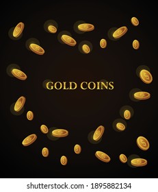 shiny gold coins falling from sky. 3d treasure with golden glow. realistic concept art can be used to show win or success or growth in profits or even mystery treasure discovery.