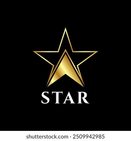 Shiny gold color star vector line icon