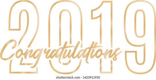 Shiny Gold Congratulations 2019 Vector Text Illustration Background