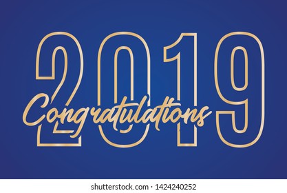 Shiny Gold Congratulations 2019 Vector Text Illustration Background