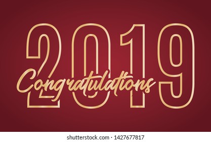 Shiny Gold Congratulations 2019 Vector Text Illustration Background