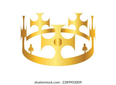 Shiny Gold Crown vectors, With a glossy finish, it showcases a regal design adorned with multiple points, exuding an air of majesty and elegance.