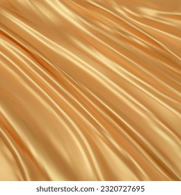 Shiny gold crumpled fabric. Elegant cloth texture background
