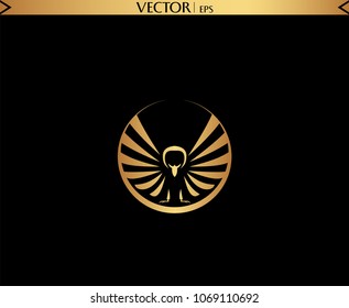 Shiny Gold Eagle Logo. Vector Drawing