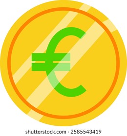 Shiny gold eurocoin isolated on Vector Image